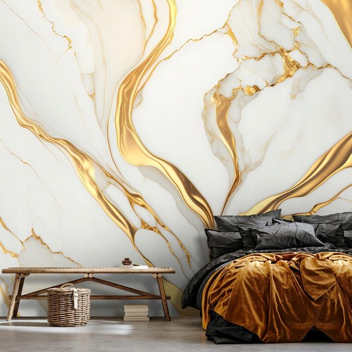 Fototapete marmor grau golden - grau,