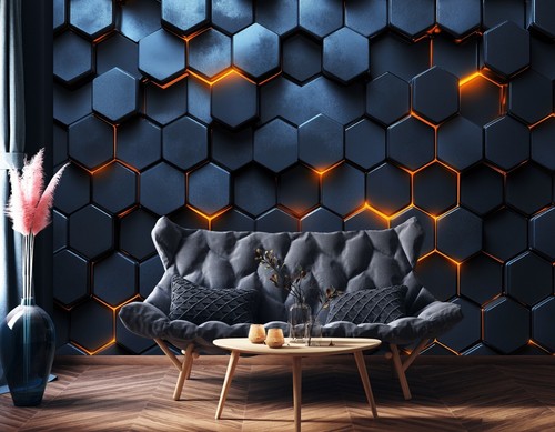 Fototapete effekt hexagon - fototapete,
