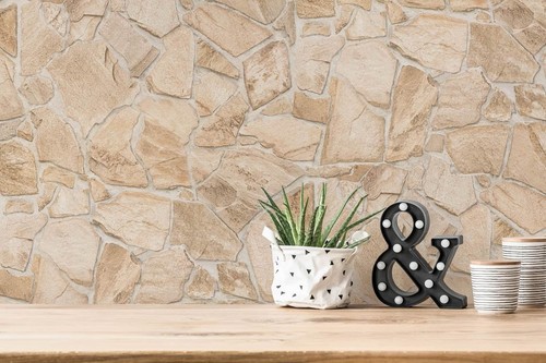Vliestapete beige creme stein - beige,