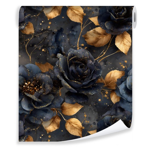 Vliestapete blumen schwarz - blumen,