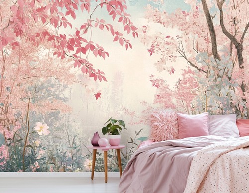 Fototapete rosa wald natur - rosa,