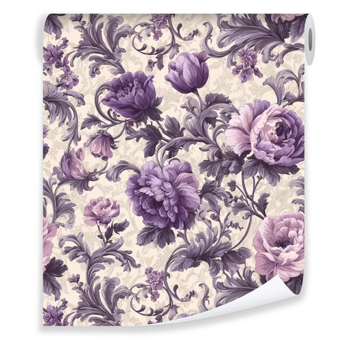 Vliestapete blumen weiß - blumen, lila